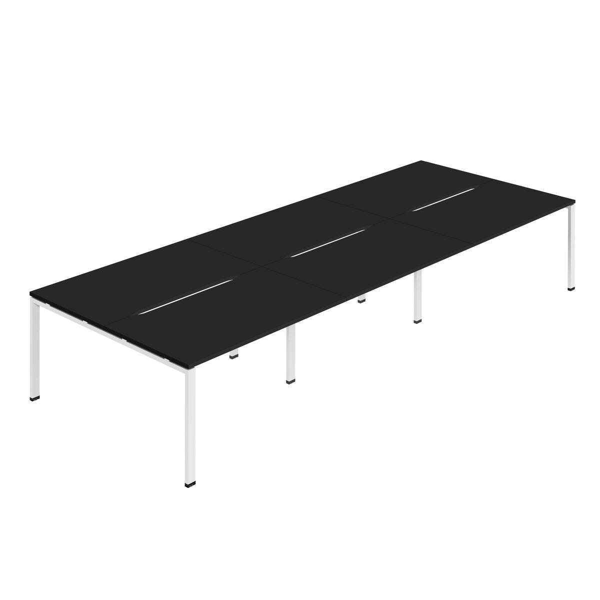 Hallmark Goal Post Back to Back Bench Desk - 6 Person 4200mm - Black / White