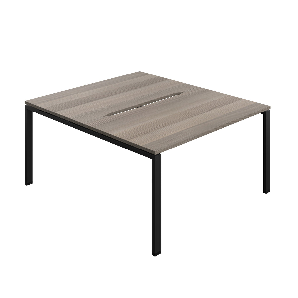 Hallmark Goal Post Back to Back Bench Desk - 2 Person 1400mm - Grey Oak / Black