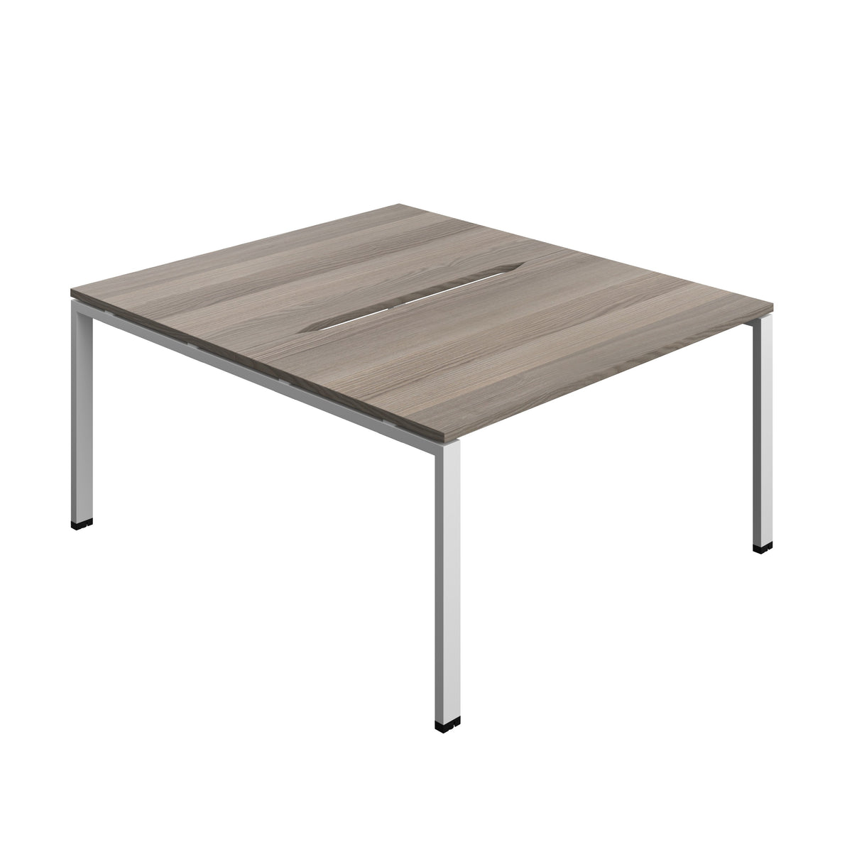 Hallmark Goal Post Back to Back Bench Desk - 2 Person 1400mm - Grey Oak / Silver