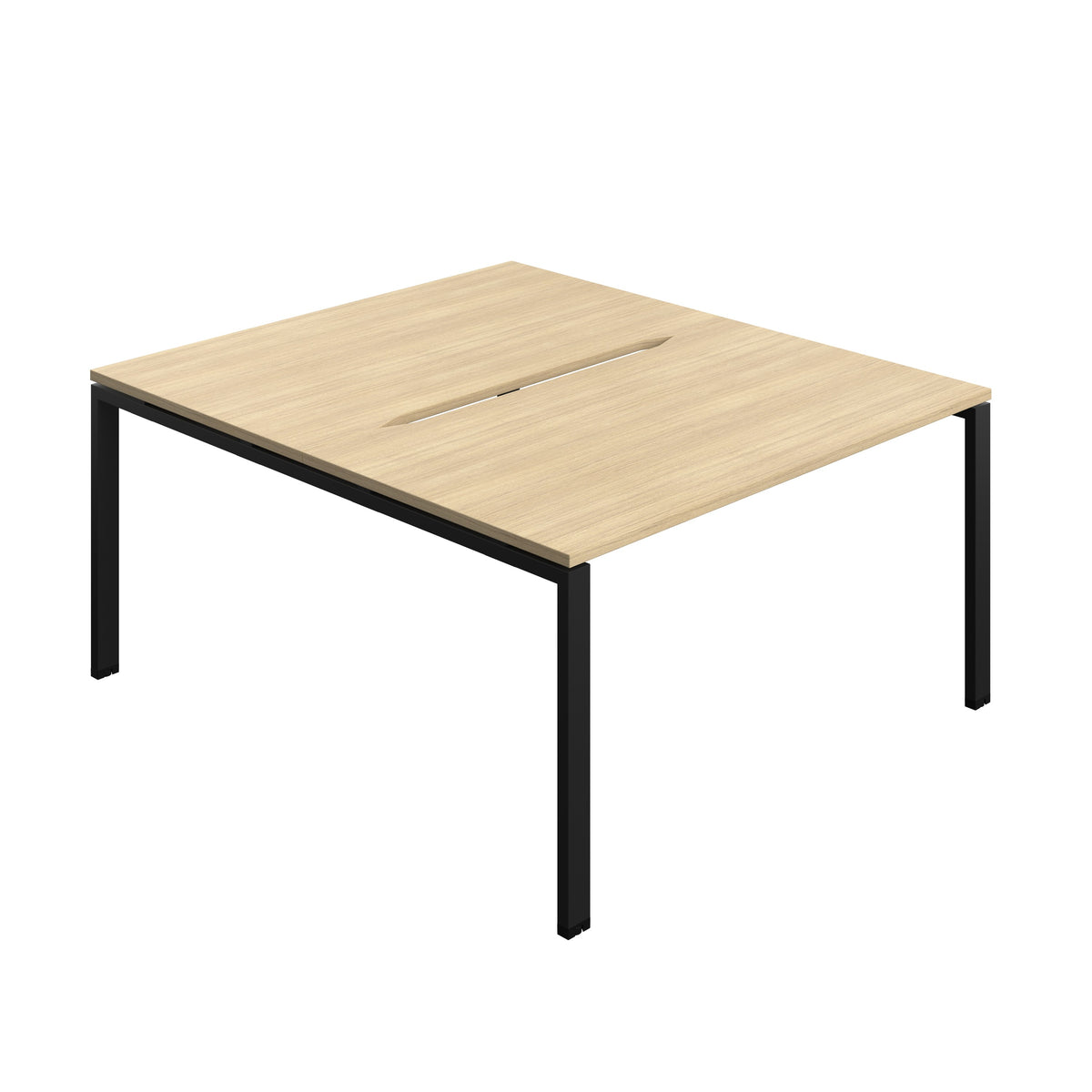 Hallmark Goal Post Back to Back Bench Desk - 2 Person 1400mm - Nova Oak / Black