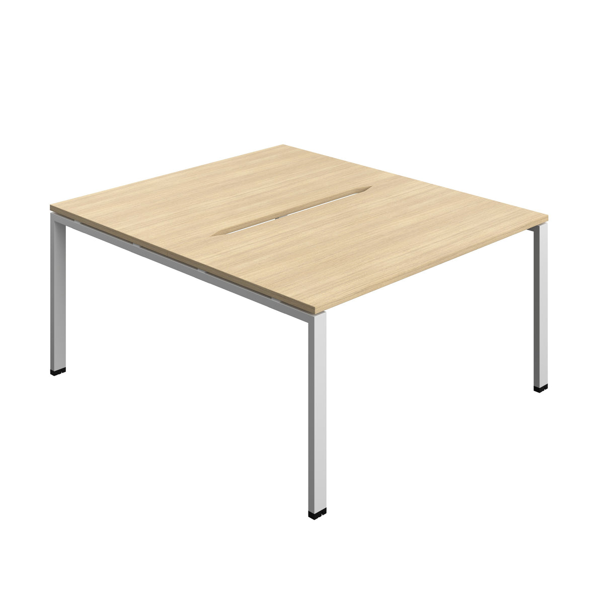 Hallmark Goal Post Back to Back Bench Desk - 2 Person 1400mm - Nova Oak / Silver