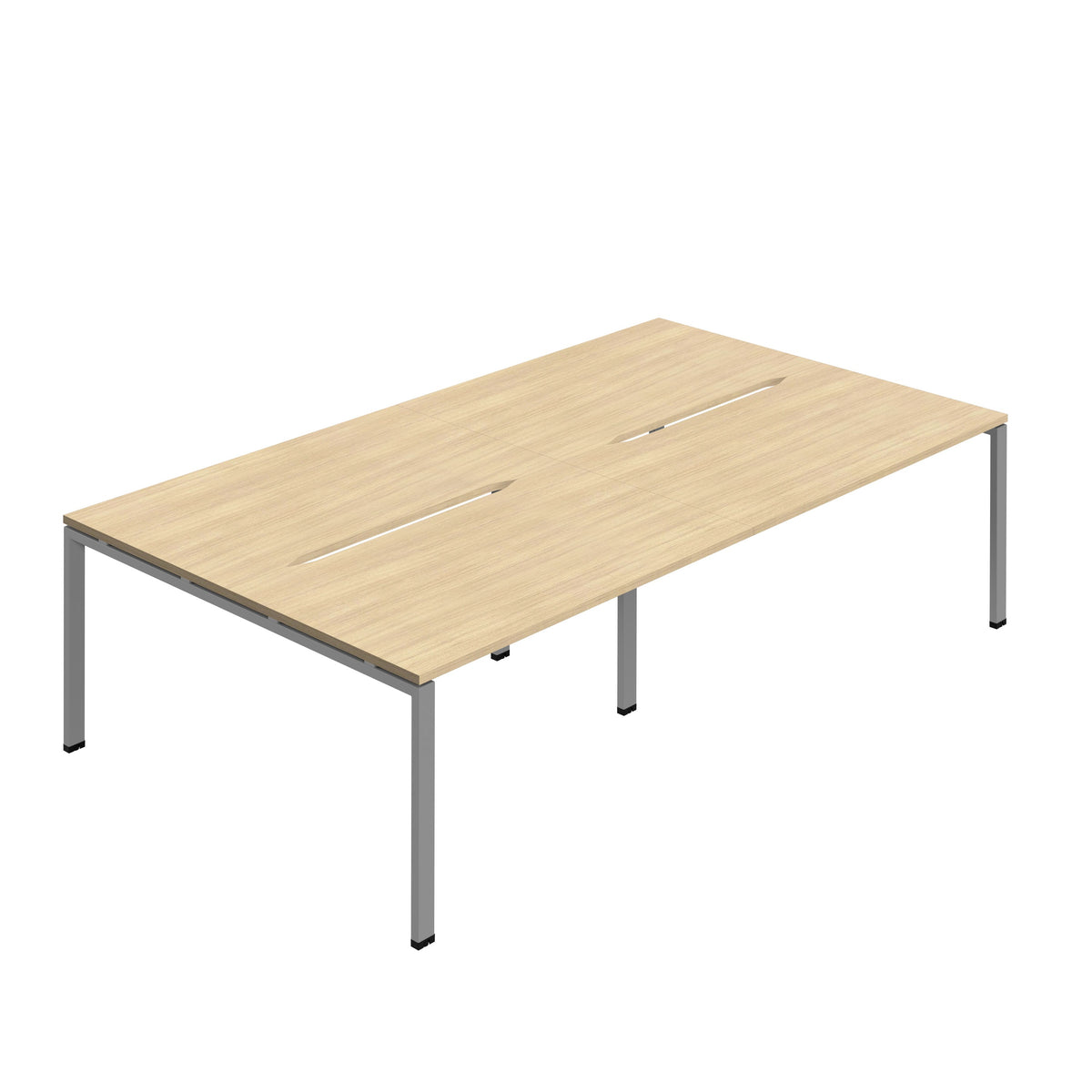 Hallmark Goal Post Back to Back Bench Desk - 4 Person 2800mm - Nova Oak / Silver