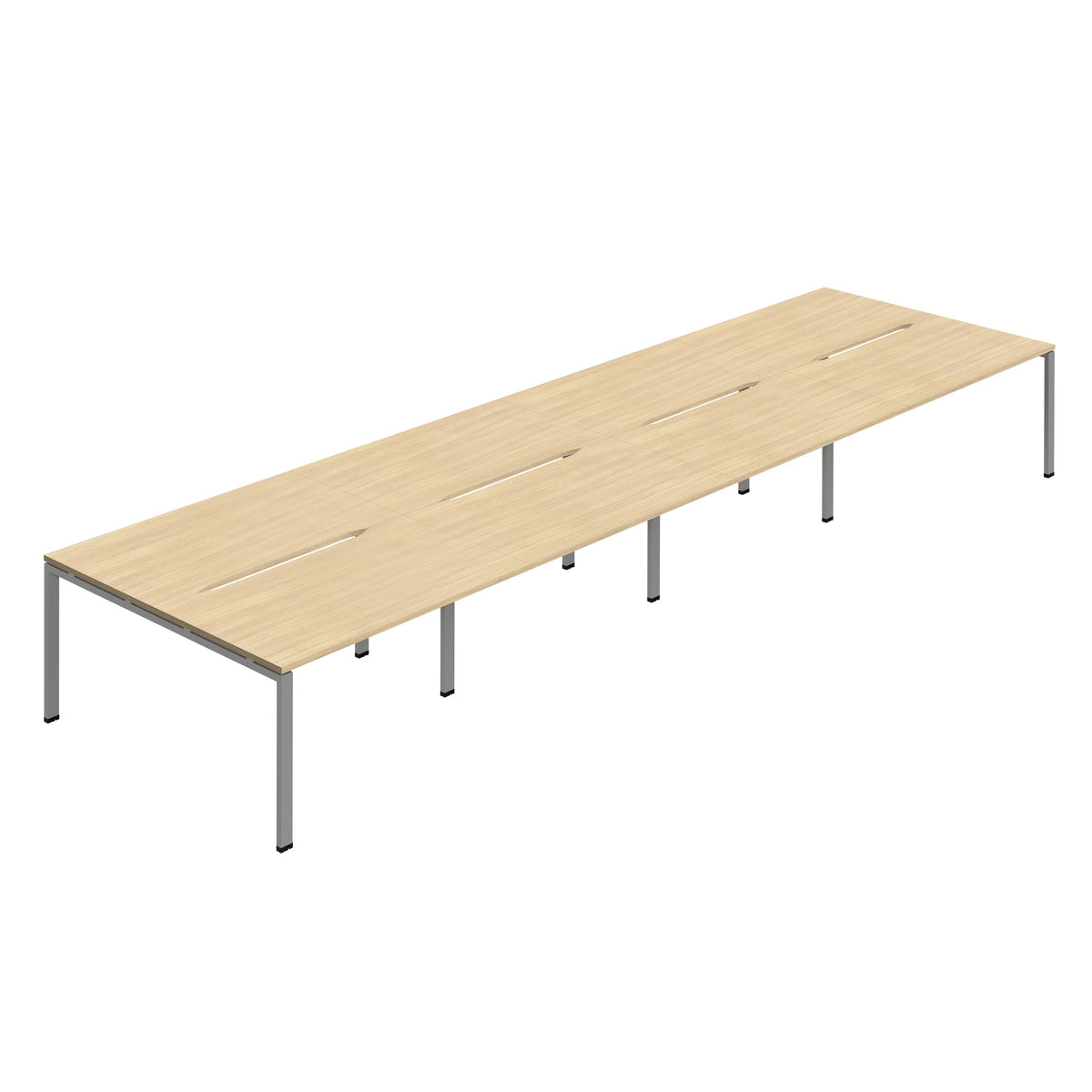 Hallmark Goal Post Back to Back Bench Desk - 8 Person 5600mm - Nova Oak / Silver