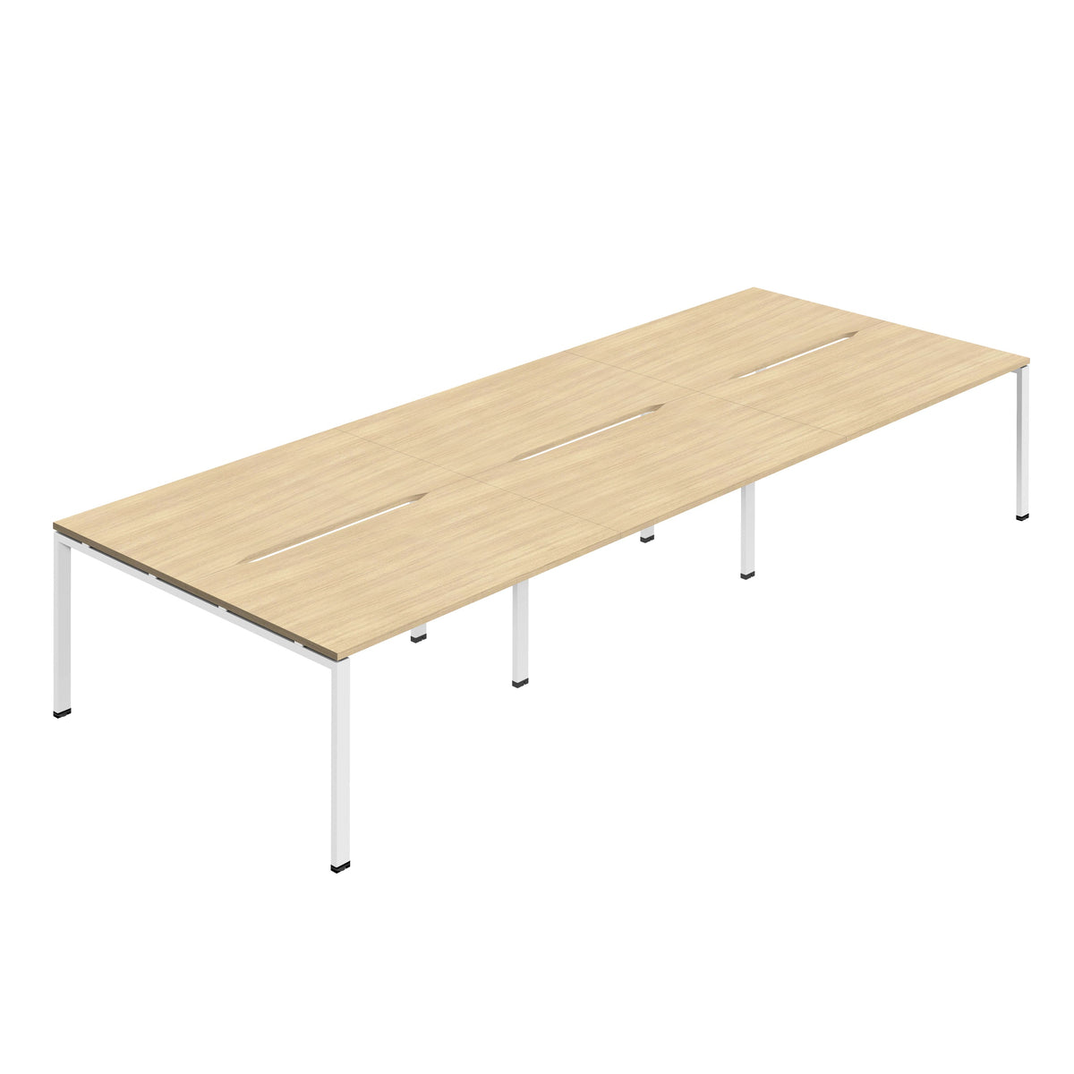 Hallmark Goal Post Back to Back Bench Desk - 6 Person 4200mm - Nova Oak / White