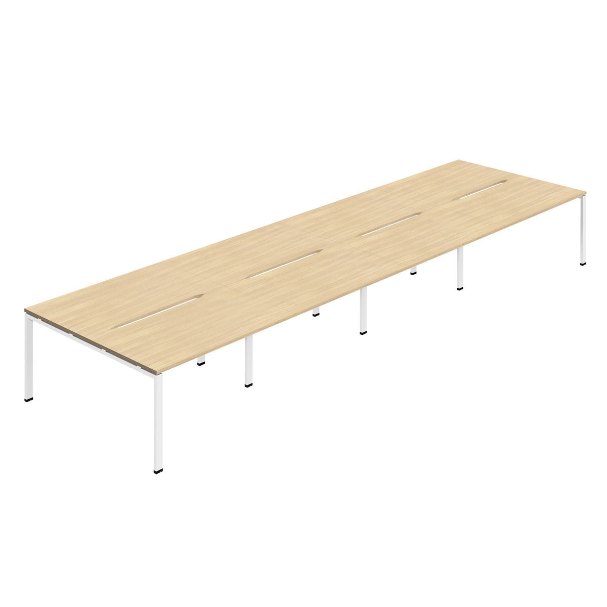 Hallmark Goal Post Back to Back Bench Desk - 8 Person 5600mm - Nova Oak / White