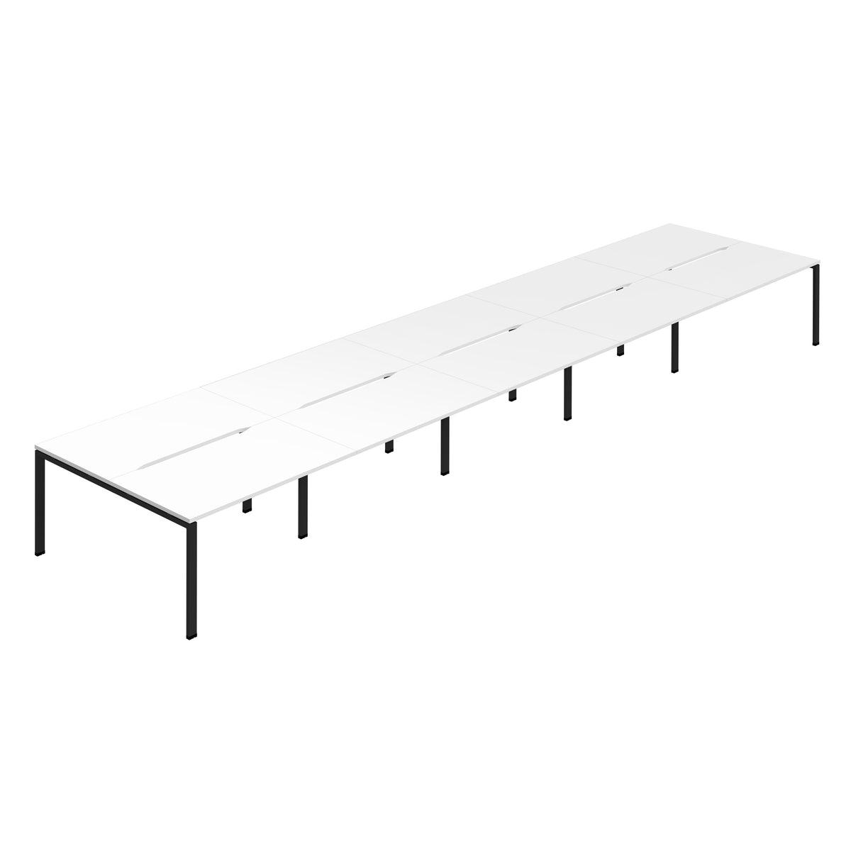 Hallmark Goal Post Back to Back Bench Desk - 10 Person 7000mm - White / Black