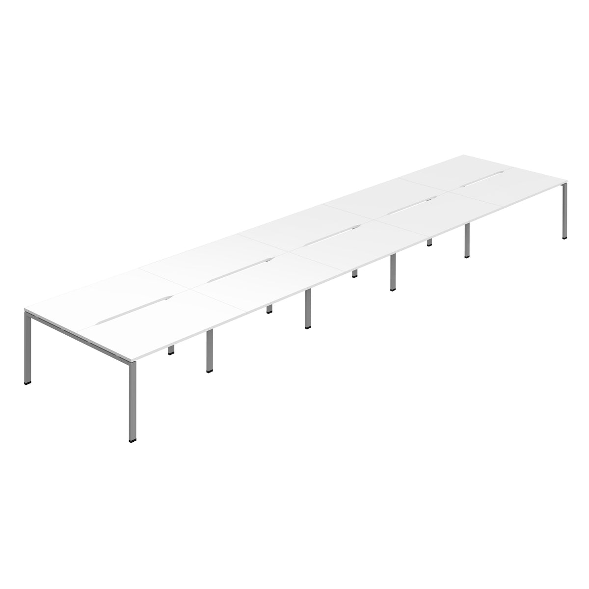 Hallmark Goal Post Back to Back Bench Desk - 10 Person 7000mm - White / Silver