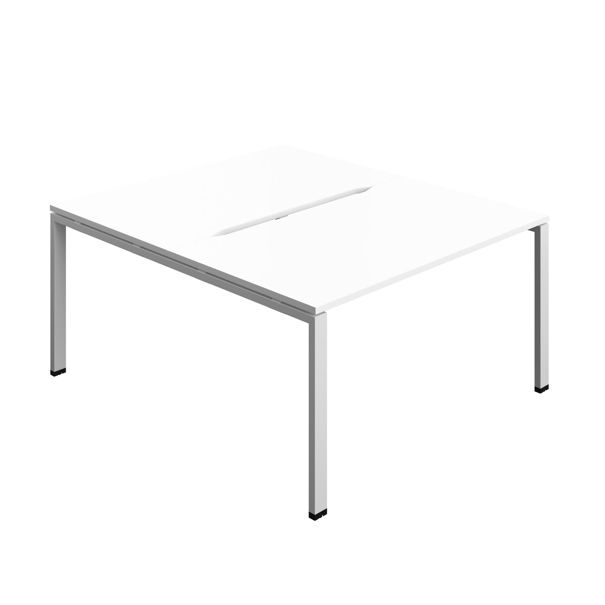 Hallmark Goal Post Back to Back Bench Desk - 2 Person 1400mm - White / Silver