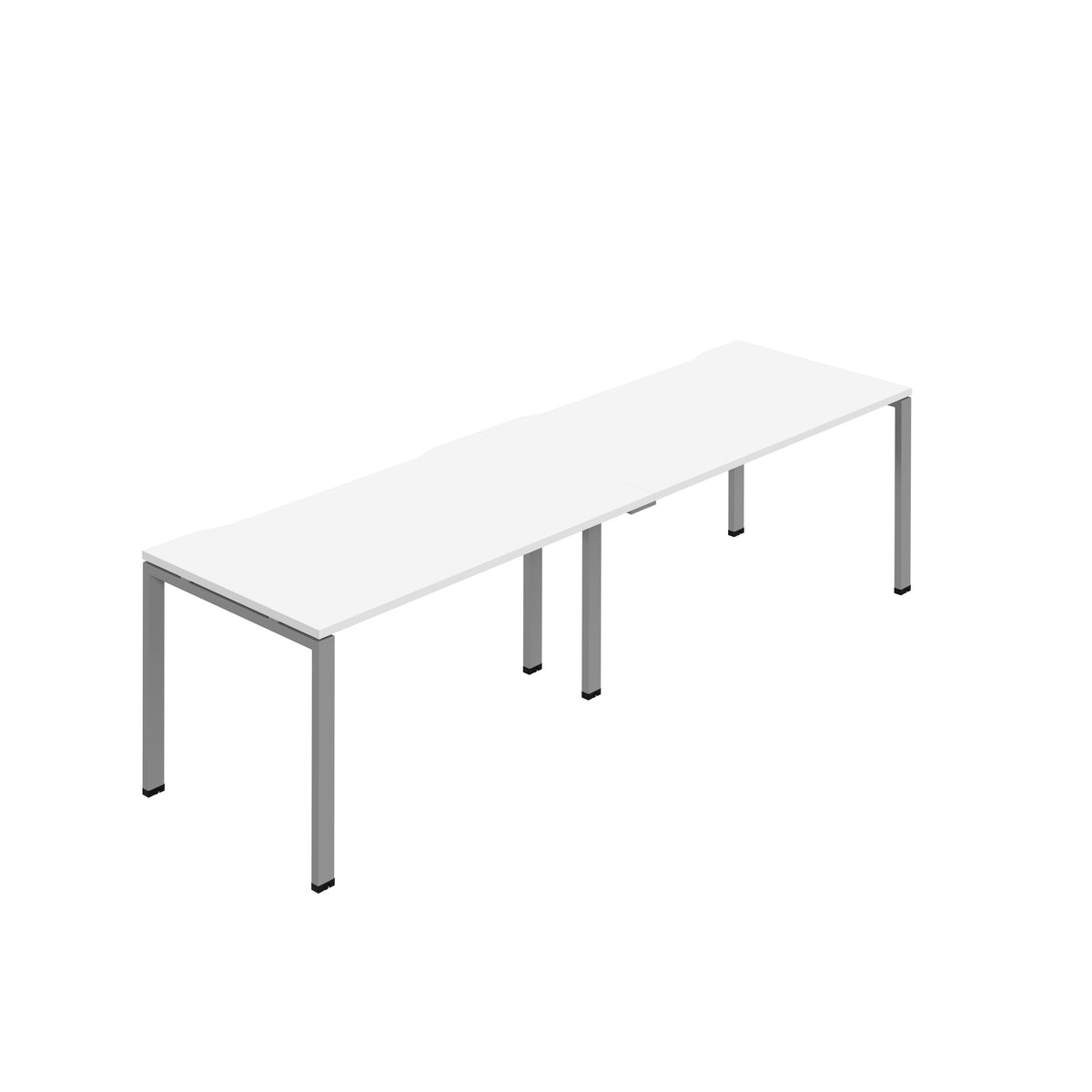Hallmark Goal Post Single Row Bench Desk - 2 Person 2800mm - White / Silver