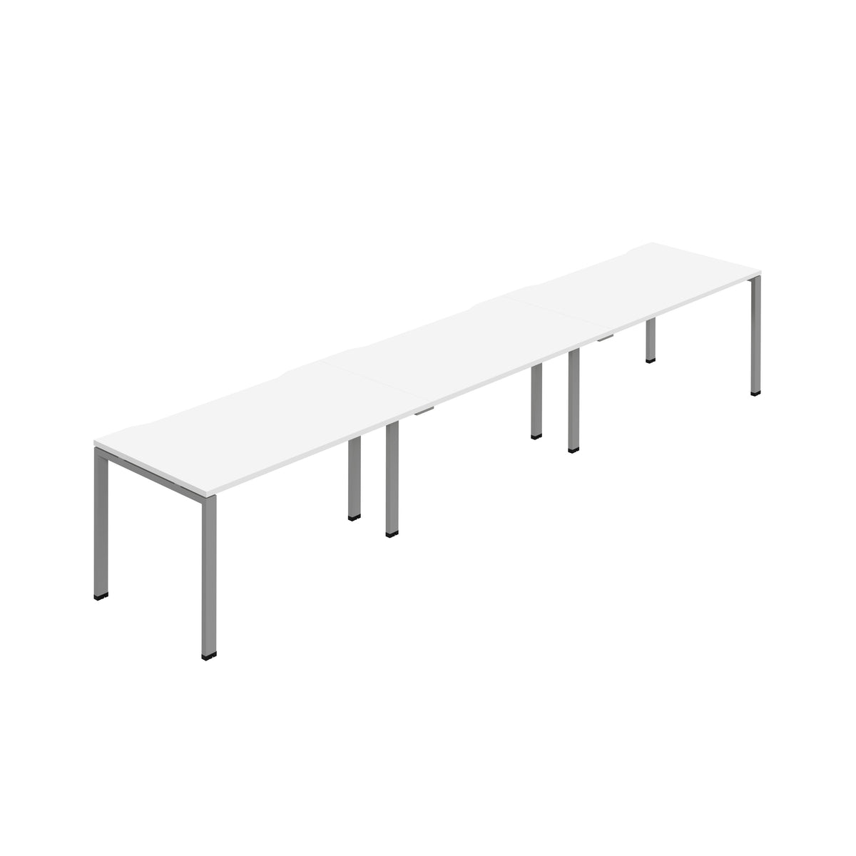 Hallmark Goal Post Single Row Bench Desk - 3 Person 4200mm - White / Silver
