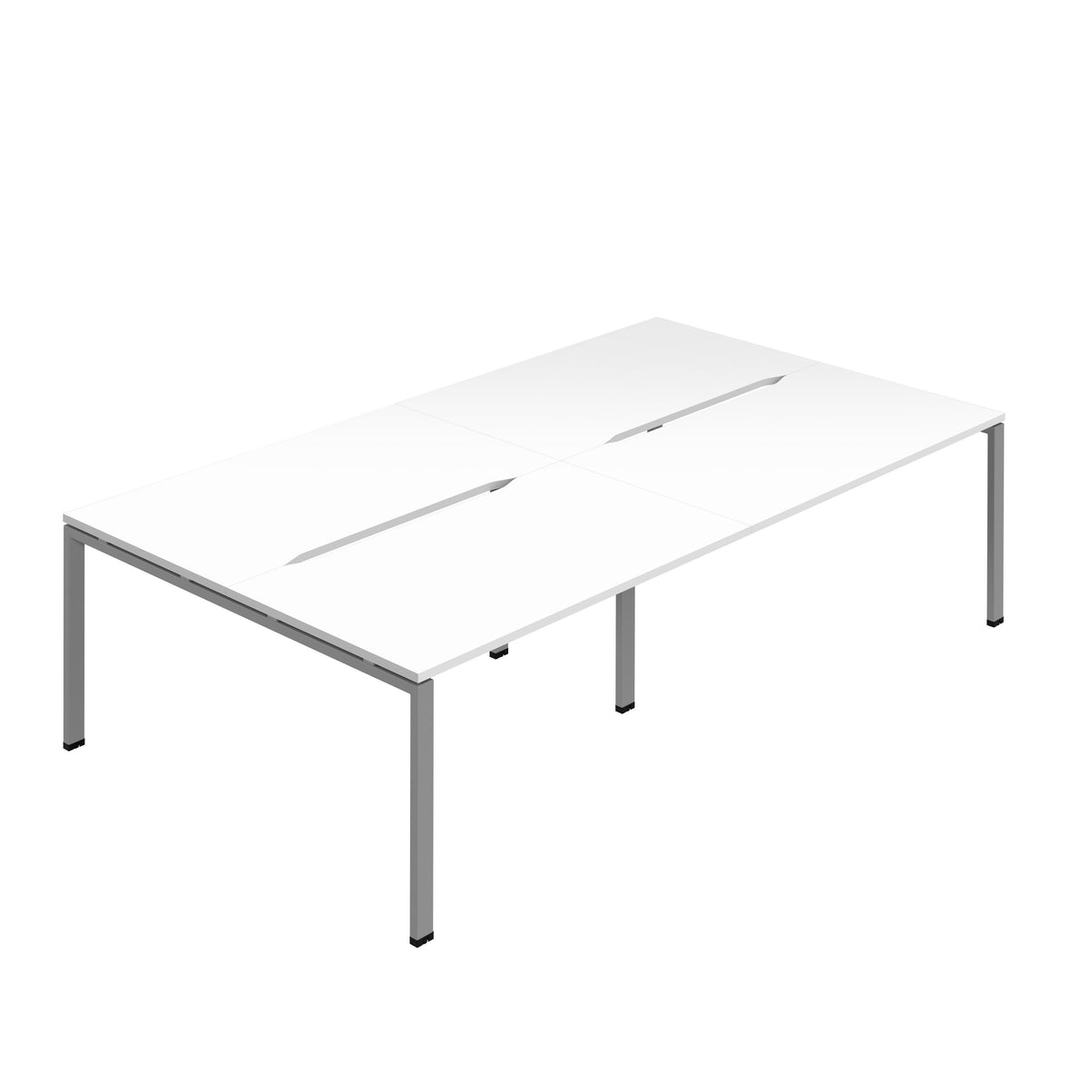 Hallmark Goal Post Back to Back Bench Desk - 4 Person 2800mm - White / Silver
