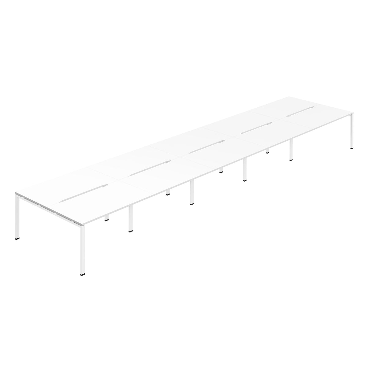 Hallmark Goal Post Back to Back Bench Desk - 10 Person 7000mm - White / White