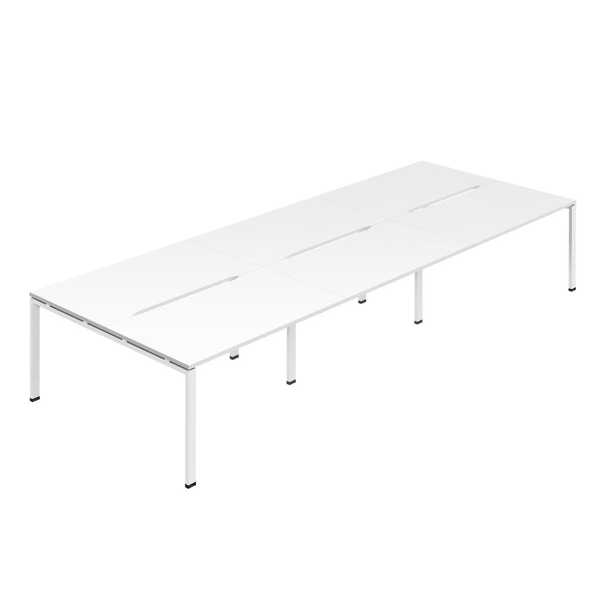 Hallmark Goal Post Back to Back Bench Desk - 6 Person 4200mm - White / White