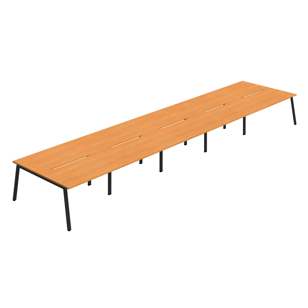 Hallmark A-Frame Back to Back Bench Desk - 10 Person 8000mm - Beech / Black