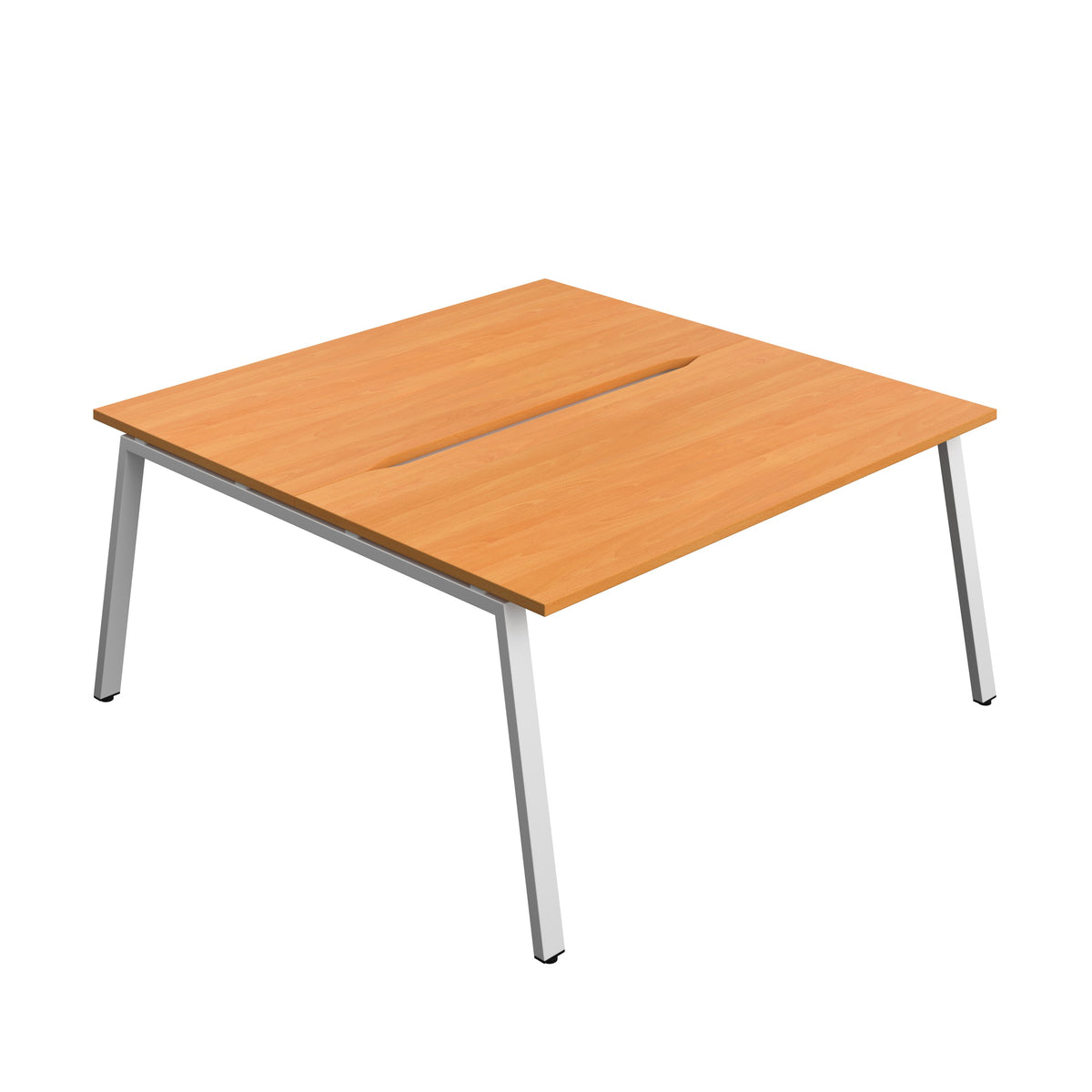 Hallmark A-Frame Back to Back Bench Desk - 2 Person 1600mm - Beech / Silver