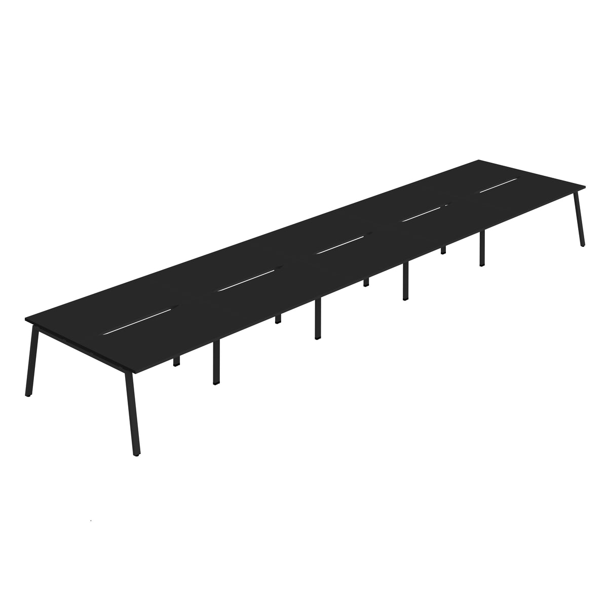 Hallmark A-Frame Back to Back Bench Desk - 10 Person 8000mm - Black / Black