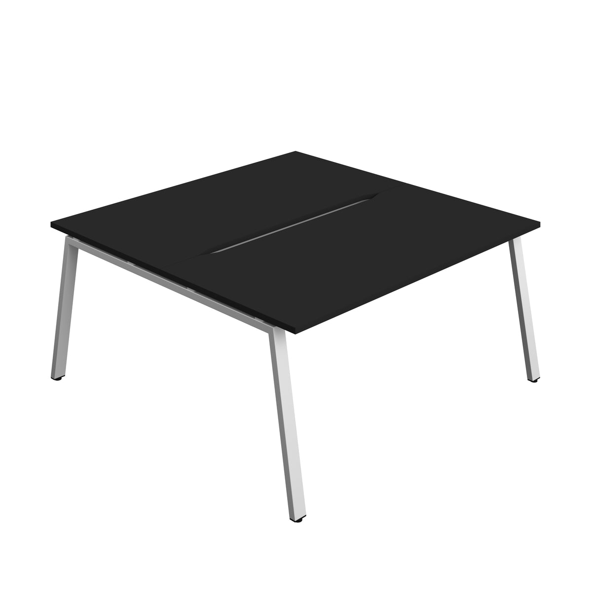 Hallmark A-Frame Back to Back Bench Desk - 2 Person 1600mm - Black / Silver