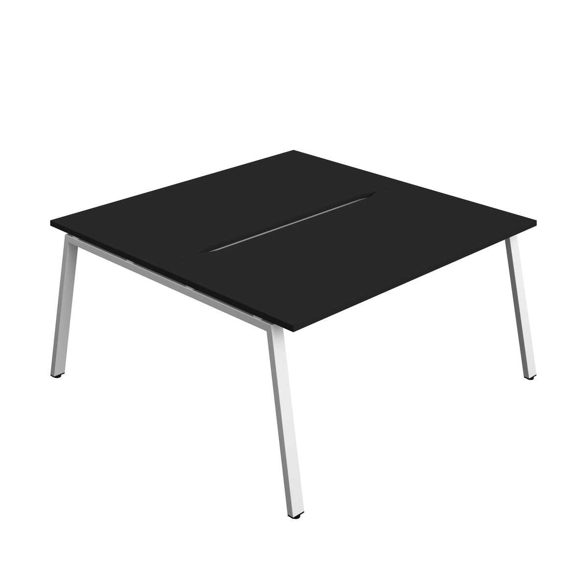 Hallmark A-Frame Back to Back Bench Desk - 2 Person 1600mm - Black / White