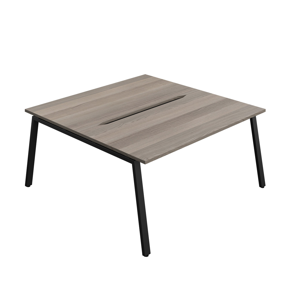 Hallmark A-Frame Back to Back Bench Desk - 2 Person 1600mm - Grey Oak / Black