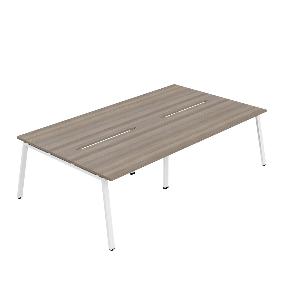 Hallmark A-Frame Back to Back Bench Desk - 4 Person 3200mm - Grey Oak / White