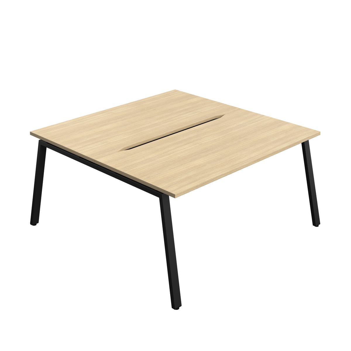 Hallmark A-Frame Back to Back Bench Desk - 2 Person 1600mm - Nova Oak / Black