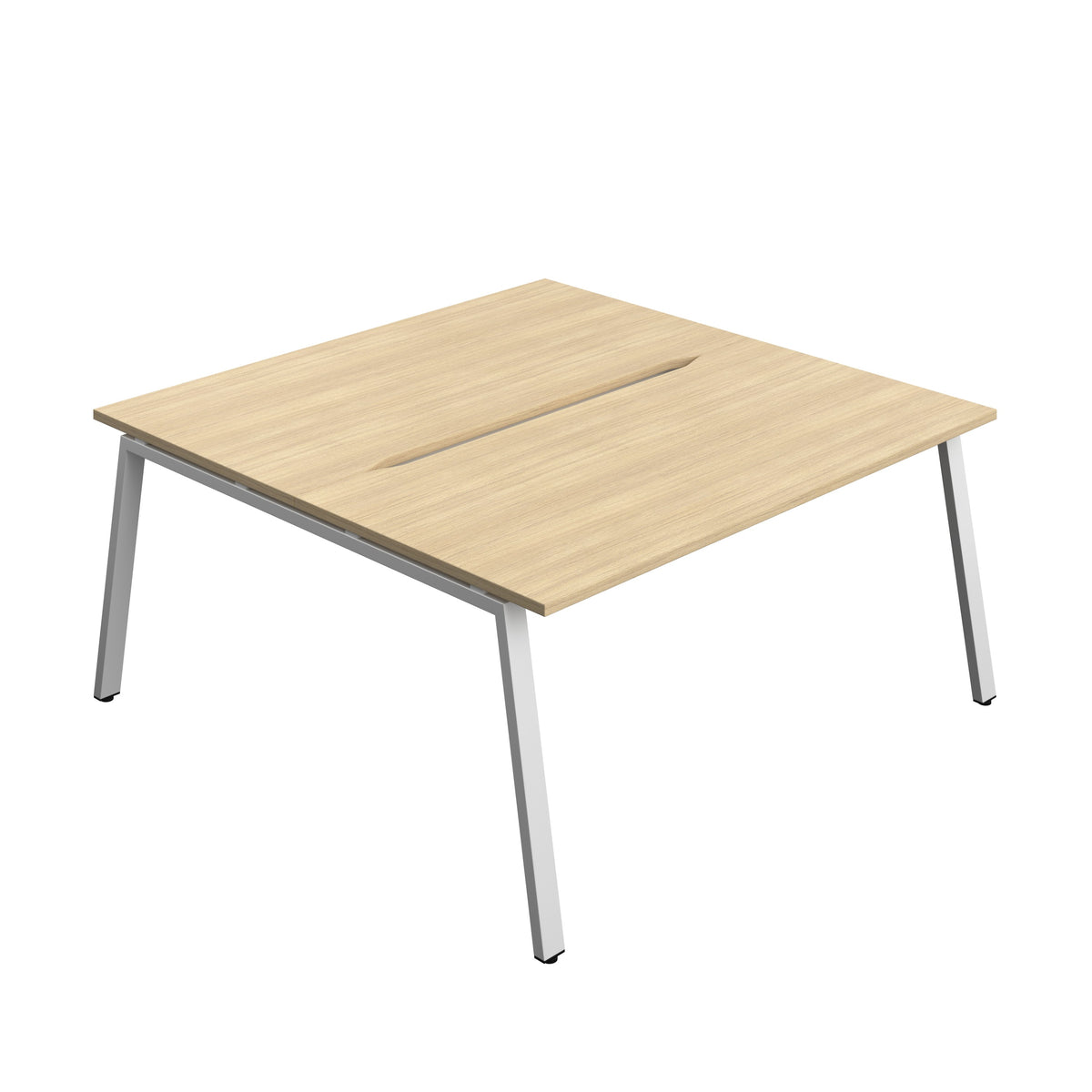Hallmark A-Frame Back to Back Bench Desk - 2 Person 1600mm - Nova Oak / Silver