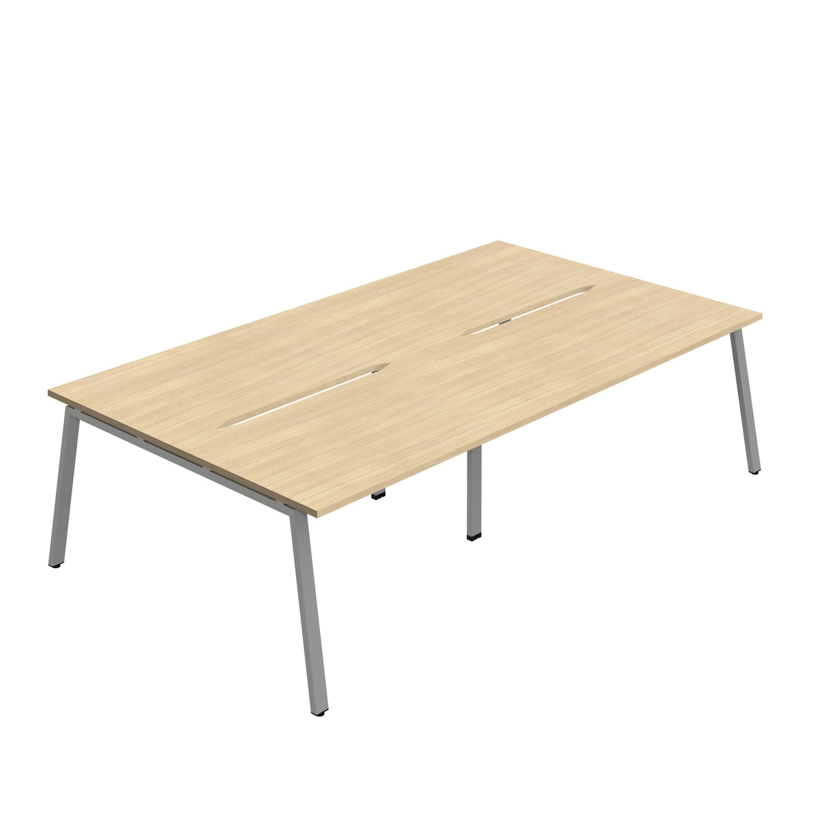 Hallmark A-Frame Back to Back Bench Desk - 4 Person 3200mm - Nova Oak / Silver