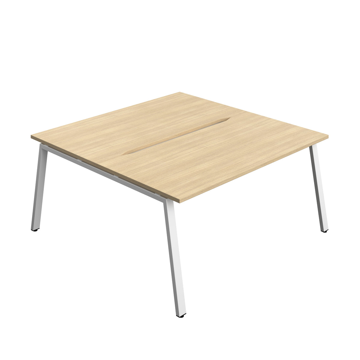Hallmark A-Frame Back to Back Bench Desk - 2 Person 1600mm - Nova Oak / White