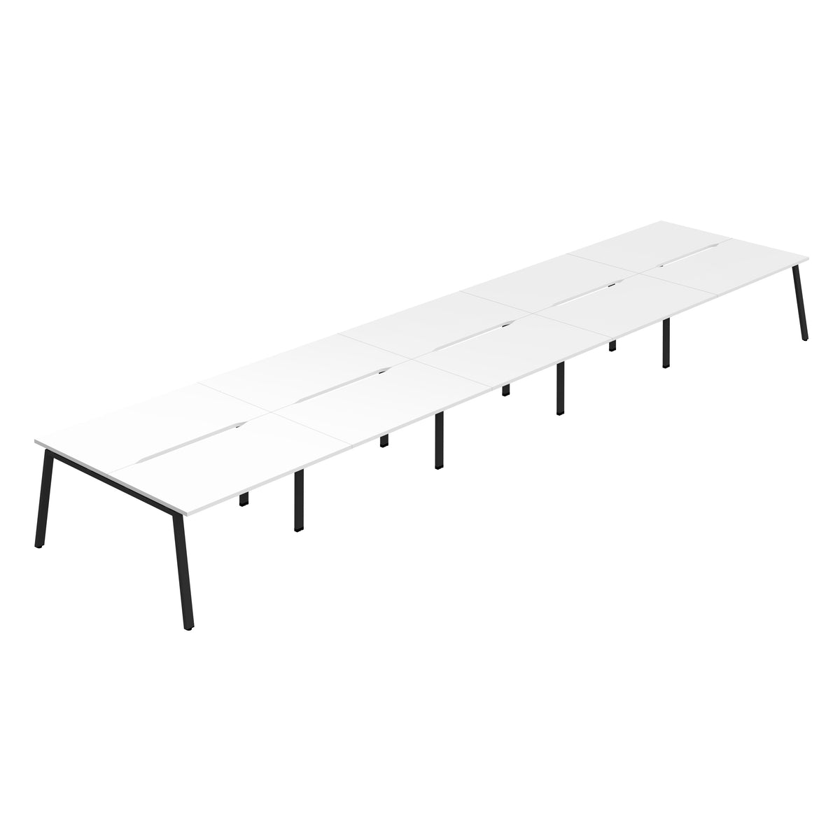 Hallmark A-Frame Back to Back Bench Desk - 10 Person 8000mm - White / Black