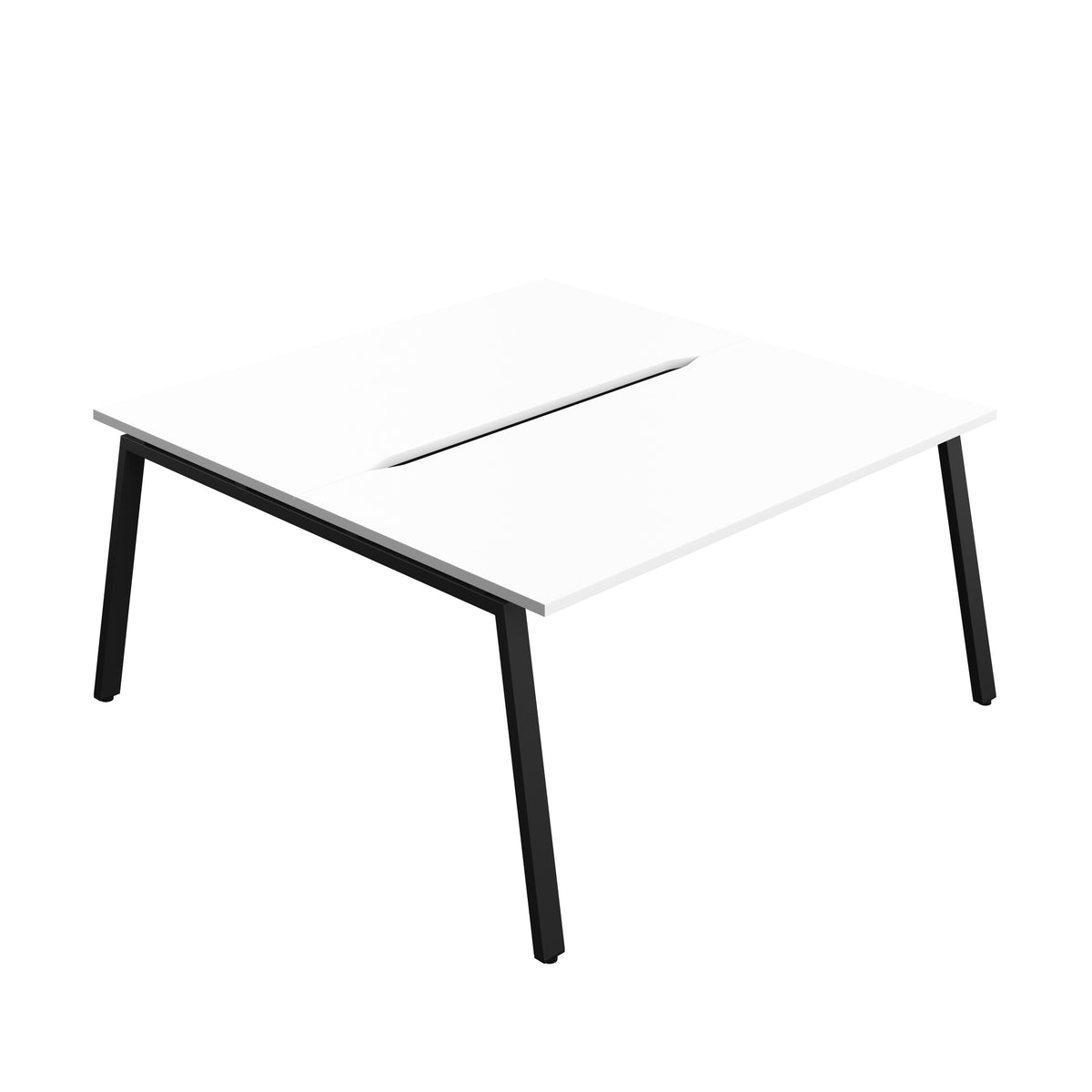 Hallmark A-Frame Back to Back Bench Desk - 2 Person 1600mm - White / Black