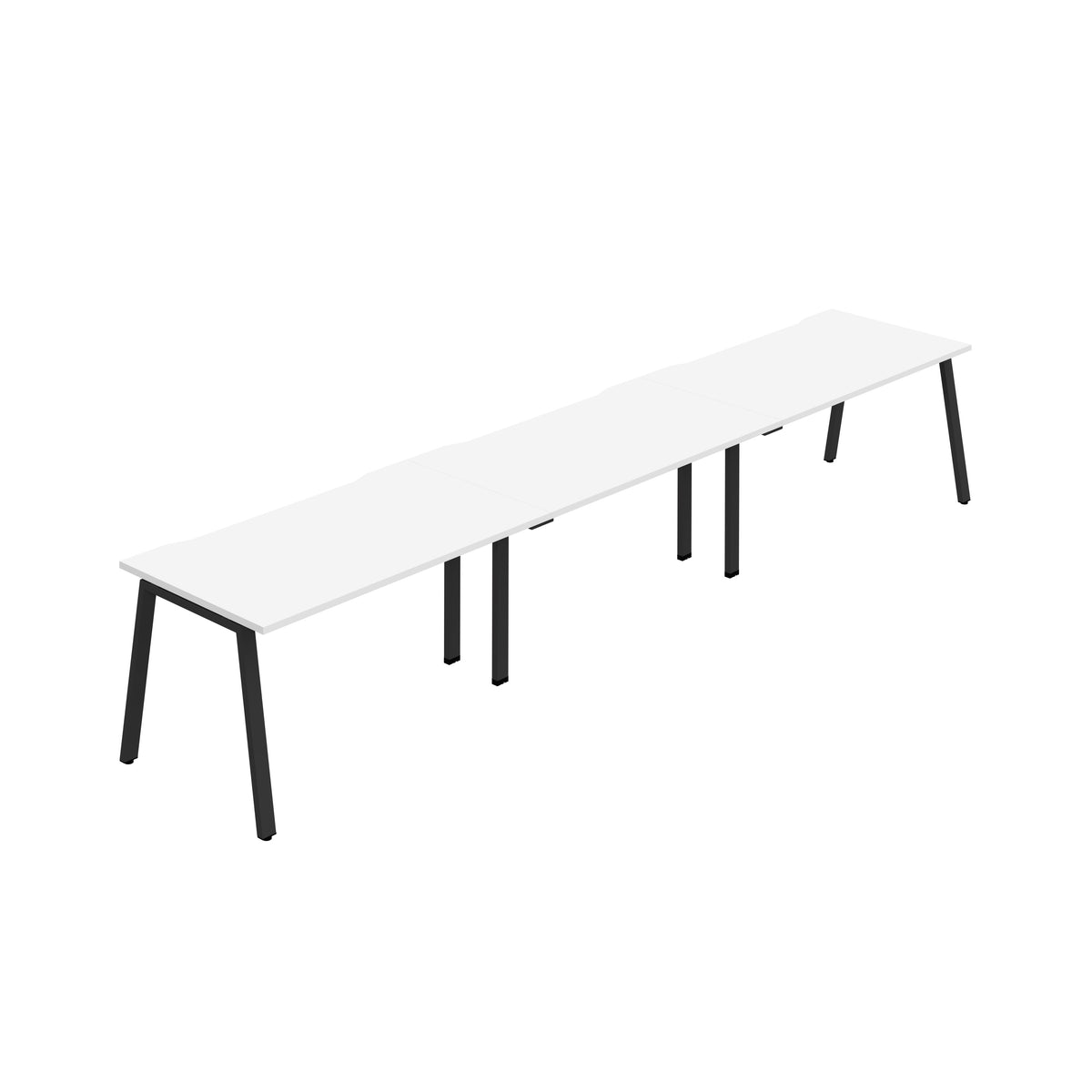 Hallmark A-Frame Single Row Bench Desk - 3 Person 4800mm - White / Black