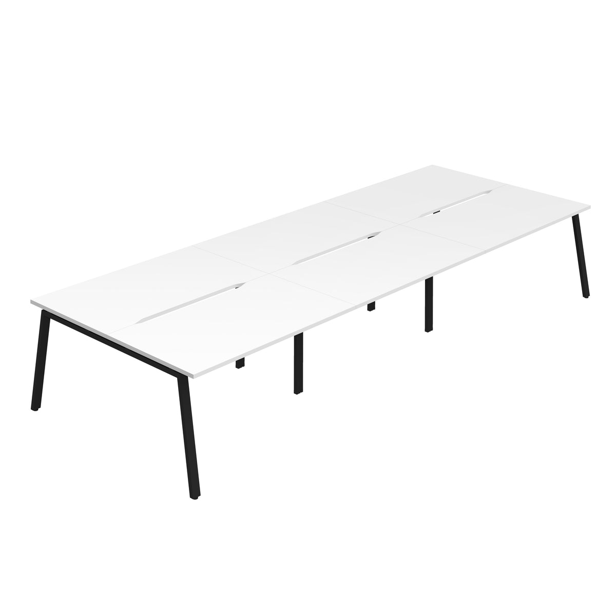 Hallmark A-Frame Back to Back Bench Desk - 6 Person 4800mm - White / Black