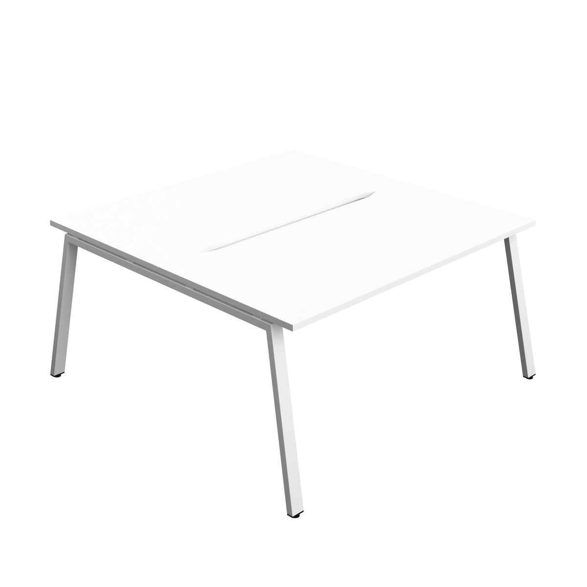 Hallmark A-Frame Back to Back Bench Desk - 2 Person 1600mm - White / White