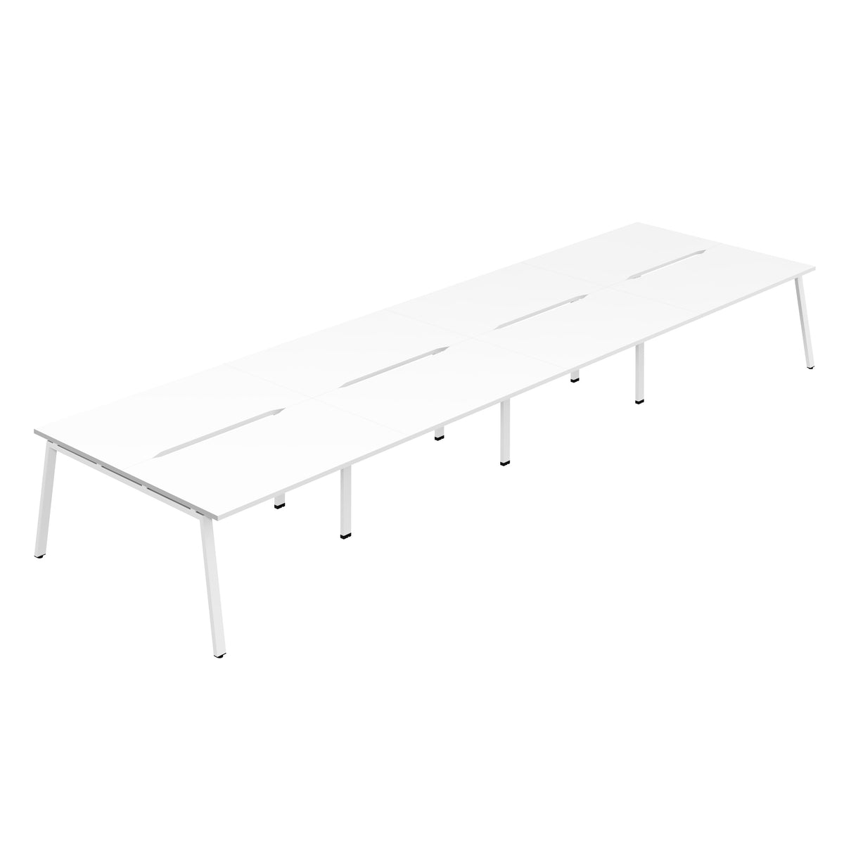 Hallmark A-Frame Back to Back Bench Desk - 8 Person 6400mm - White / White