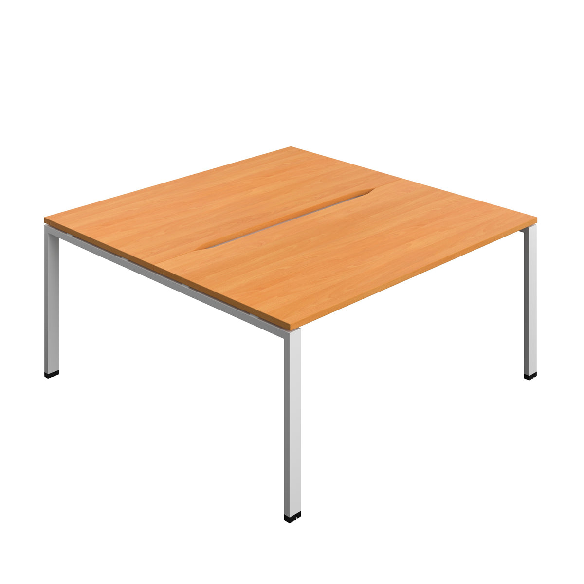 Hallmark Goal Post Back to Back Bench Desk - 2 Person 1600mm - Beech / Silver