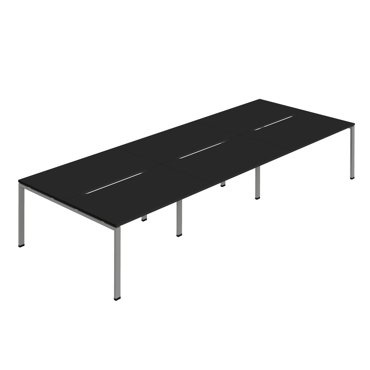 Hallmark Goal Post Back to Back Bench Desk - 6 Person 4800mm - Black / Silver