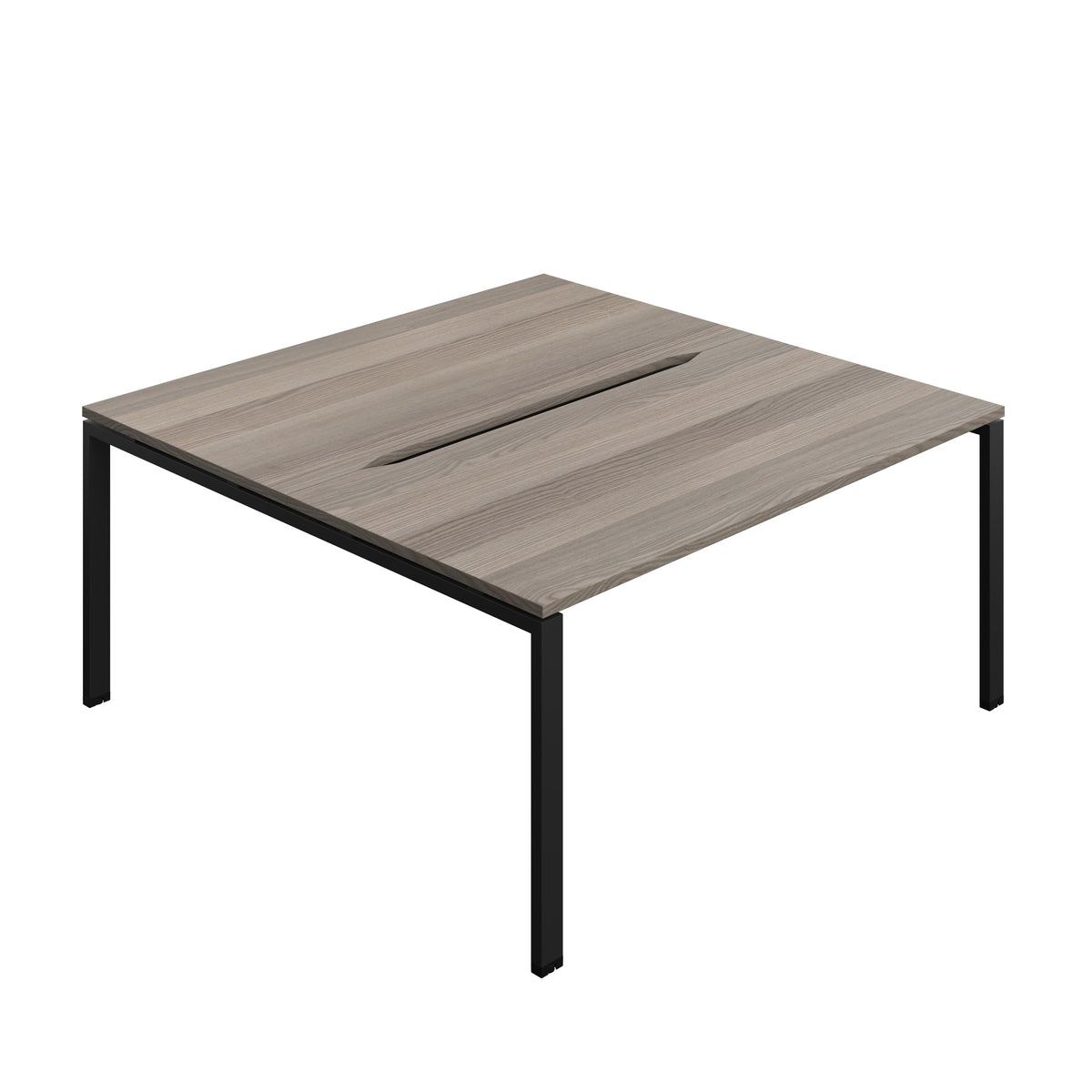 Hallmark Goal Post Back to Back Bench Desk - 2 Person 1600mm - Grey Oak / Black