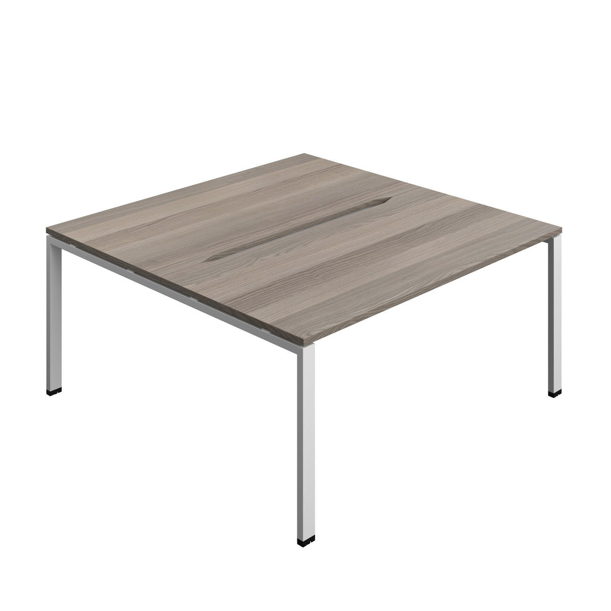Hallmark Goal Post Back to Back Bench Desk - 2 Person 1600mm - Grey Oak / Silver