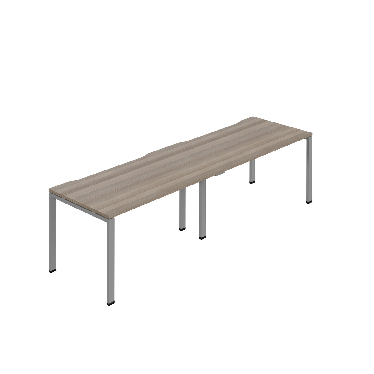 Hallmark Goal Post Single Row Bench Desk - 2 Person 3200mm - Grey Oak / Silver