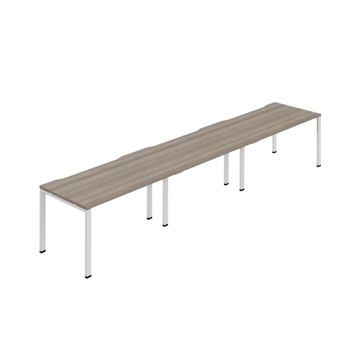 Hallmark Goal Post Single Row Bench Desk - 3 Person 4800mm - Grey Oak / White