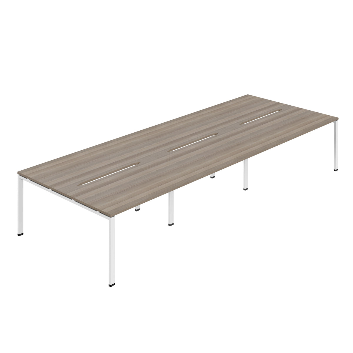 Hallmark Goal Post Back to Back Bench Desk - 6 Person 4800mm - Grey Oak / White