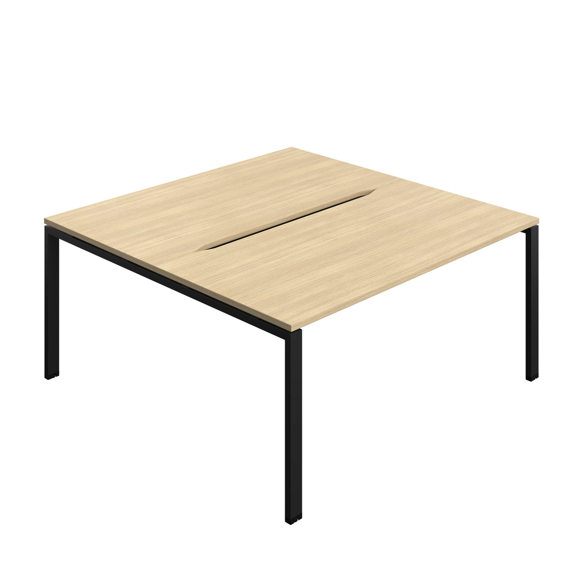 Hallmark Goal Post Back to Back Bench Desk - 2 Person 1600mm - Nova Oak / Black