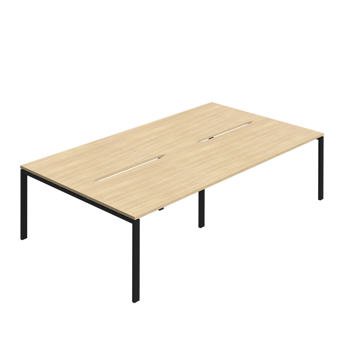 Hallmark Goal Post Back to Back Bench Desk - 4 Person 3200mm - Nova Oak / Black