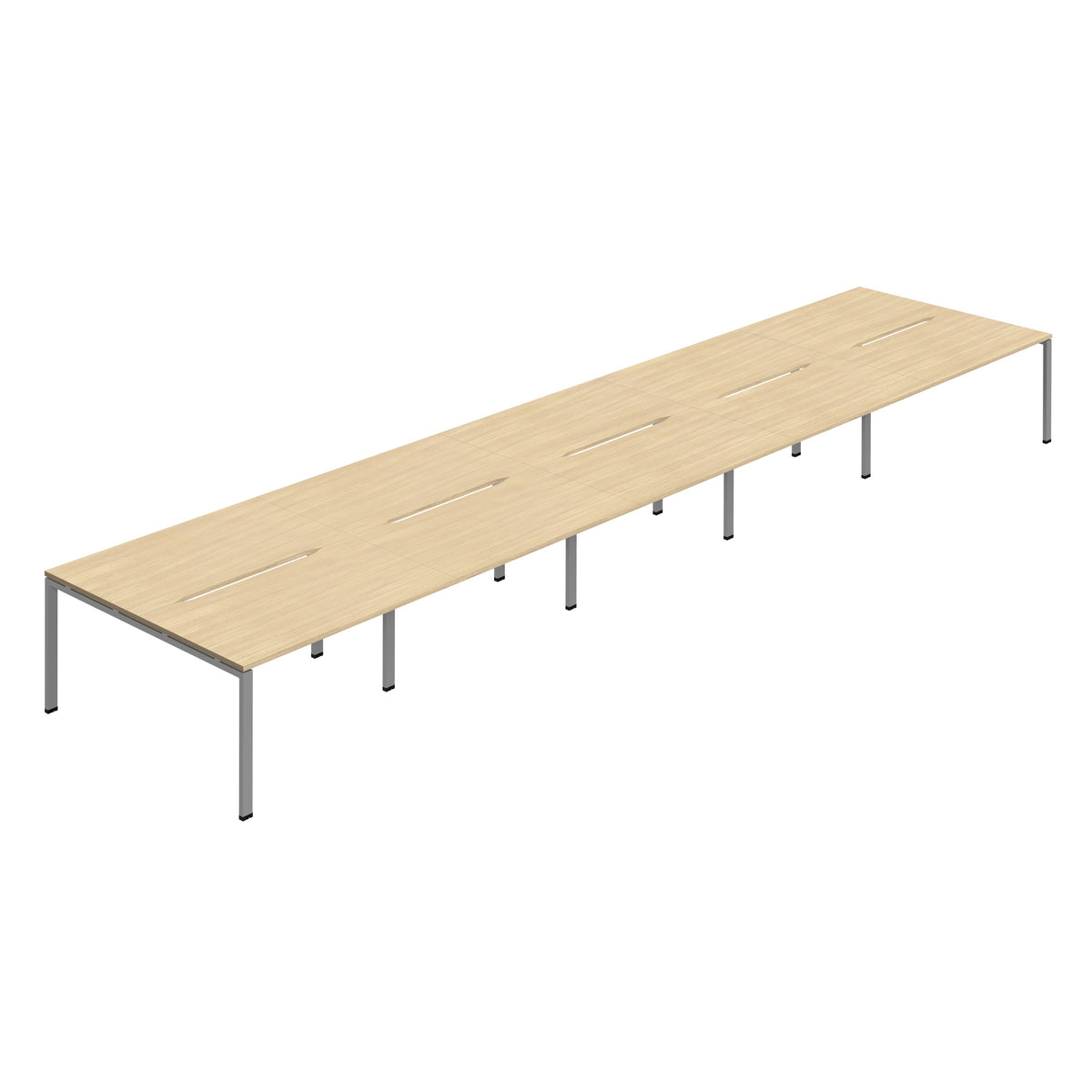 Hallmark Goal Post Back to Back Bench Desk - 10 Person 8000mm - Nova Oak / Silver