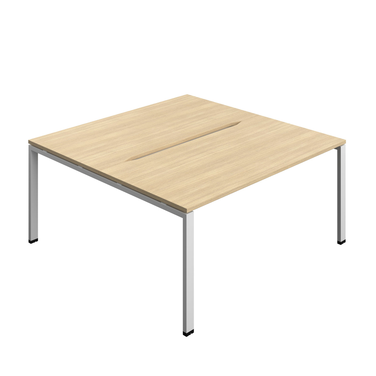 Hallmark Goal Post Back to Back Bench Desk - 2 Person 1600mm - Nova Oak / Silver