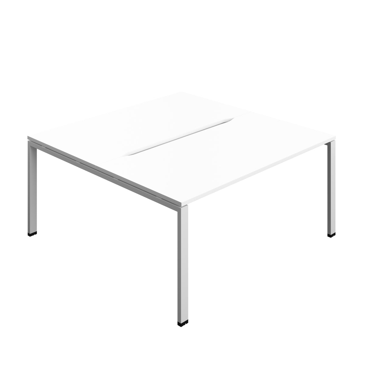 Hallmark Goal Post Back to Back Bench Desk - 2 Person 1600mm - White / Silver