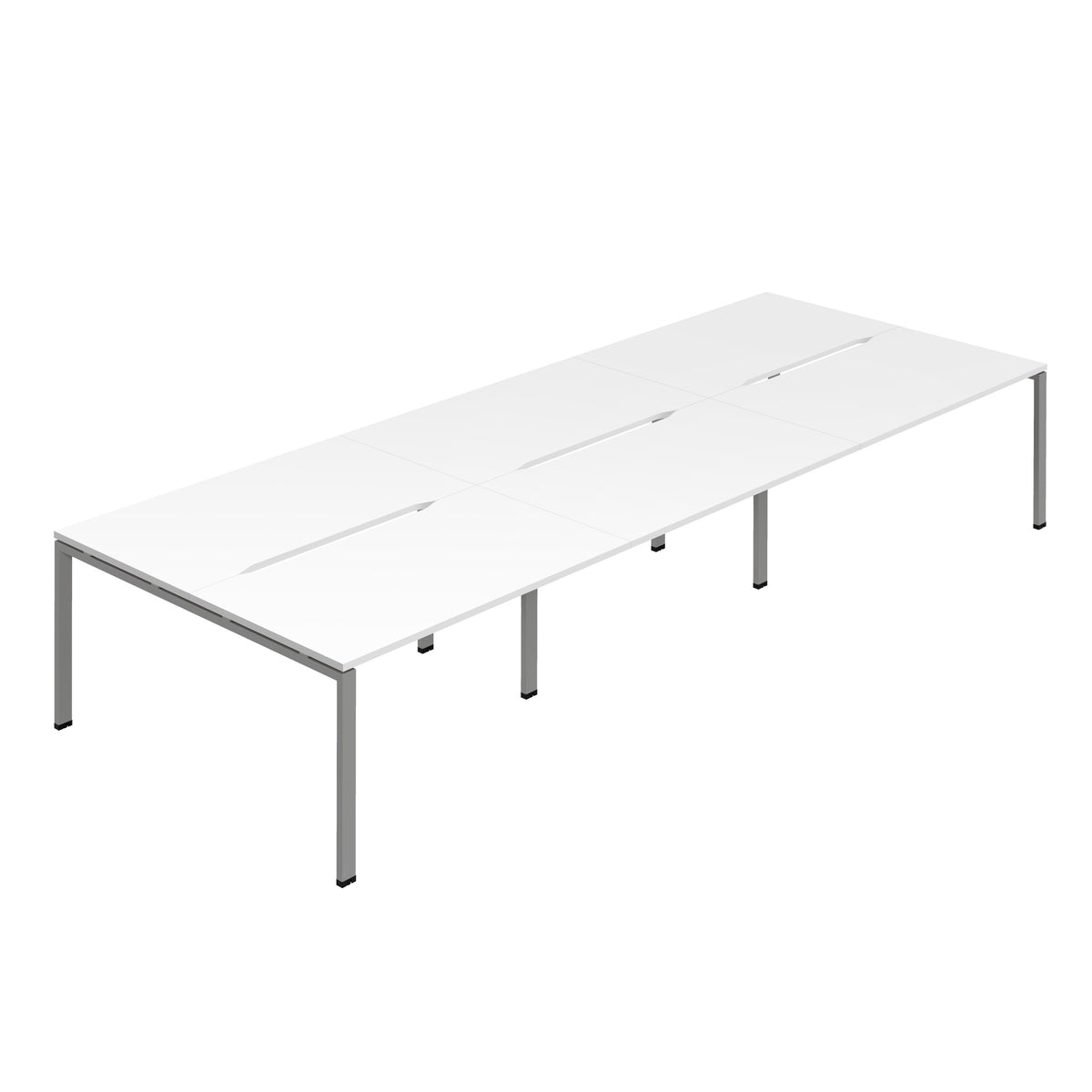 Hallmark Goal Post Back to Back Bench Desk - 6 Person 4800mm - White / Silver