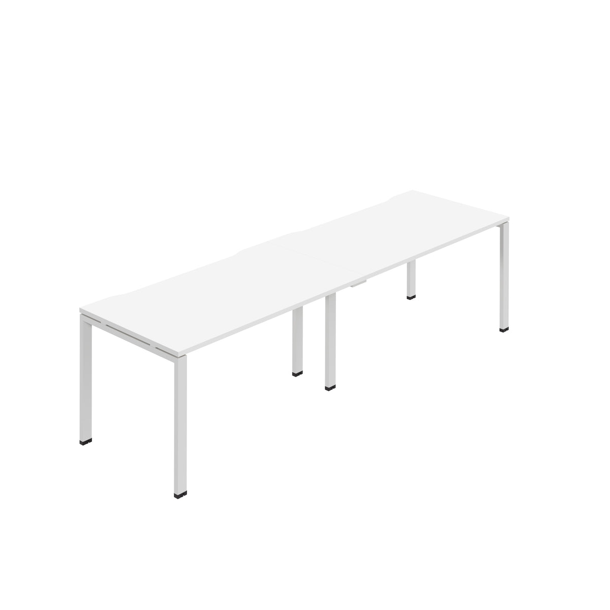 Hallmark Goal Post Single Row Bench Desk - 2 Person 3200mm - White / White