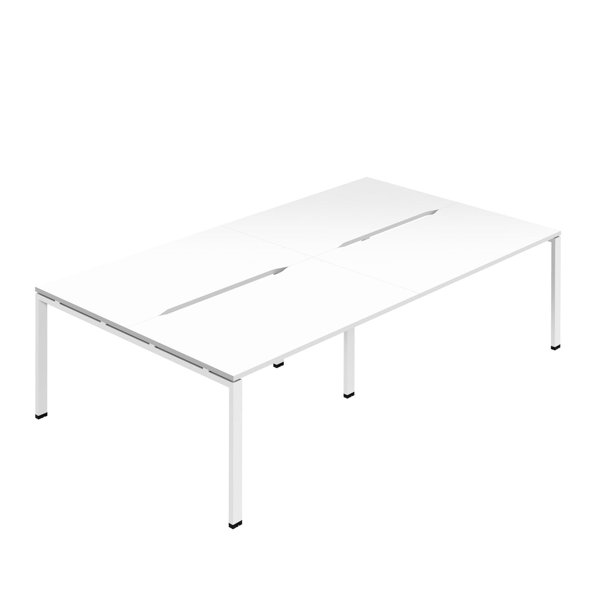 Hallmark Goal Post Back to Back Bench Desk - 4 Person 3200mm - White / White