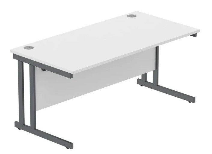 Workwise Rectangular Office Desk With Steel Double Upright Cantilever Frame